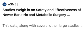 According to the American Society for Metabolic and Bariatric Surgery (ASMBS), the risk of major complications is low, at about 4%